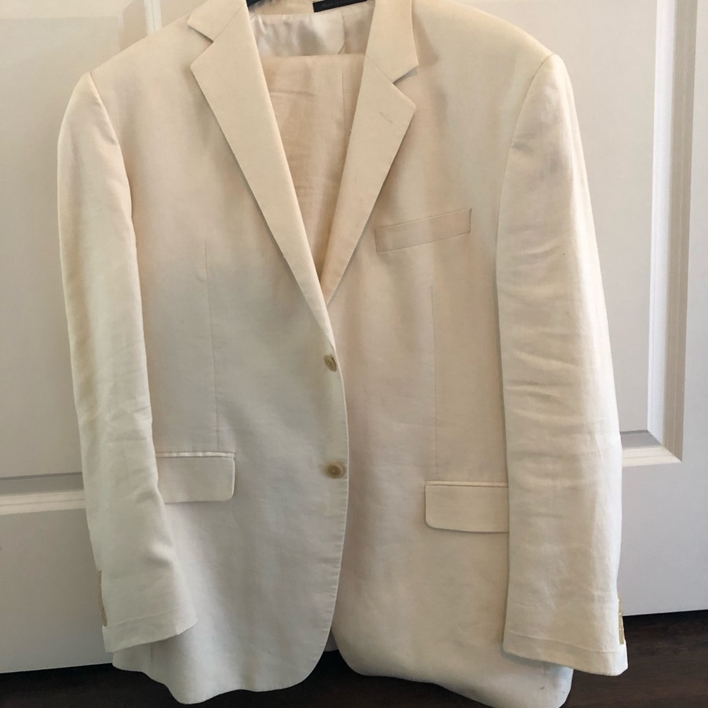 Calvin Kline white linen summer suit 42R